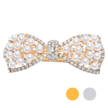 1pcs Shine Rhinestone Girls Woman Bow Hairpin Full Diamond Pearl Bow Spring Clip For Hair Care #3546