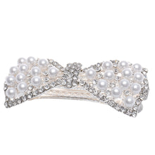 1pcs Shine Rhinestone Girls Woman Bow Hairpin Full Diamond Pearl Bow Spring Clip For Hair Care #3546