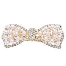 1pcs Shine Rhinestone Girls Woman Bow Hairpin Full Diamond Pearl Bow Spring Clip For Hair Care #3546