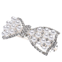 1pcs Shine Rhinestone Girls Woman Bow Hairpin Full Diamond Pearl Bow Spring Clip For Hair Care #3546