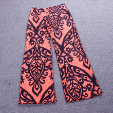 1pcs Womens Floral Wide Leg Long Pants Bohemian Orange Loose Palazzo Trousers #3546