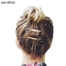2 Pcs Hair Clip Women Girls Scissors Shaped Hair Accessories Gold Silver Acessorios Para Cabelo#B926