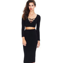 2 Piece Strappy Dress Set With Long Sleeve White Cotton Dresses Women Two Piece Outfits Sexy Deep V Neck Bodycon Midi dress