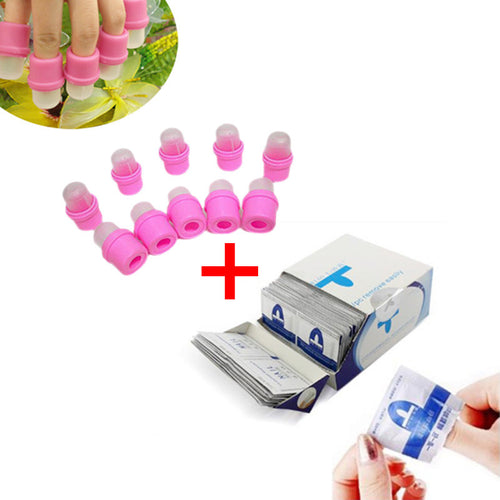 200Pcs Easy Use Paper Towel Nail Art Polish Vanish Remover Nail Tools + 10Pcs Nail Soak Soaker Remover DIY Tip Set