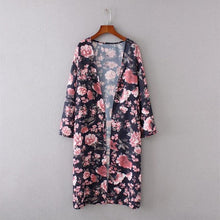 201 Summer Kimono Cardigan Women Floral Print Loose Long Blouses Shirts Lady Chiffon Beach Sunscreen Blusas Women Clothing #53