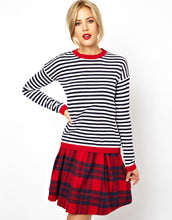 2014 New Spring summer Zebra Strip Long Sleeve T shirt with Open Back Hollow Torn Red Heart brand Women loose t-shirt 9439