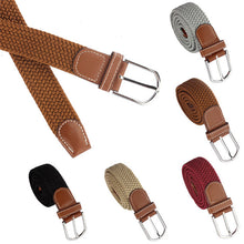 2014Popular Men Leather Braided Elastic Stretch Metal Buckle Belt Waistband Alice8