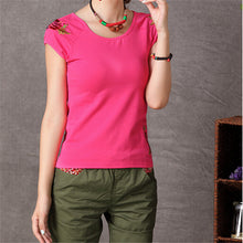 2015 Chinese National Style Embroidered Tee Shirt Plus Size M-XXXXL Ladies Short Sleeve T-shirt Summer New Casual Tops 31125