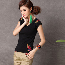 2015 Chinese National Style Embroidered Tee Shirt Plus Size M-XXXXL Ladies Short Sleeve T-shirt Summer New Casual Tops 31125
