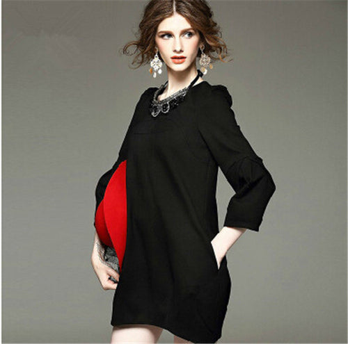 2015 Female Plus Size Simple Fashionable Bud Vestido Hot Sale Brief Cotton Long Sleeve Knee-Length Dresses 32023