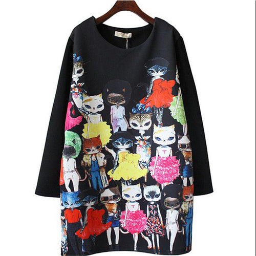 2015 Loose Casual Dresses Thick Character Plus Size Winter Hot Sale Vestidos Long Sleeve Knee-Length 32034