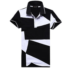 2015 Men's Summer Cotton Short-sleeved Shirts Lapel Polo Shirt IrregularPatchwork Harajuku White Black Shirt Tops 31174