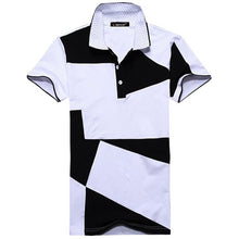 2015 Men's Summer Cotton Short-sleeved Shirts Lapel Polo Shirt IrregularPatchwork Harajuku White Black Shirt Tops 31174