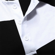 2015 Men's Summer Cotton Short-sleeved Shirts Lapel Polo Shirt IrregularPatchwork Harajuku White Black Shirt Tops 31174