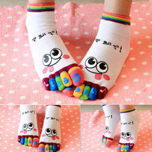 2015 New Hot Fashion One Pair Lady Women Girls Smile Five Fingers Print Trainer Toe Ankle Socks  Wholesale