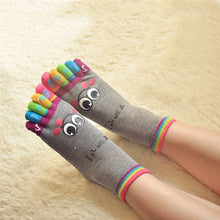 2015 New Hot Fashion One Pair Lady Women Girls Smile Five Fingers Print Trainer Toe Ankle Socks  Wholesale