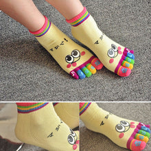 2015 New Hot Fashion One Pair Lady Women Girls Smile Five Fingers Print Trainer Toe Ankle Socks  Wholesale