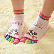 2015 New Hot Fashion One Pair Lady Women Girls Smile Five Fingers Print Trainer Toe Ankle Socks  Wholesale