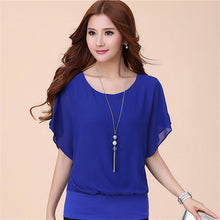 2015 New Short-sleeved T Shirt Large Size Women's Summer O-neck Chiffon Batwing Sleeve T-shirt Female Casual Top 31076