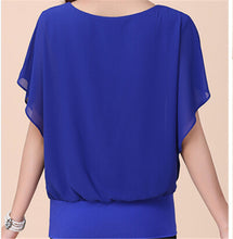 2015 New Short-sleeved T Shirt Large Size Women's Summer O-neck Chiffon Batwing Sleeve T-shirt Female Casual Top 31076