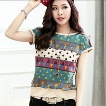 2015 New Summer T Shirt Loose Plus Size S-4XL Women Retro Printed Short-sleeved T-shirt Women Batwing Sleeve Top 31068