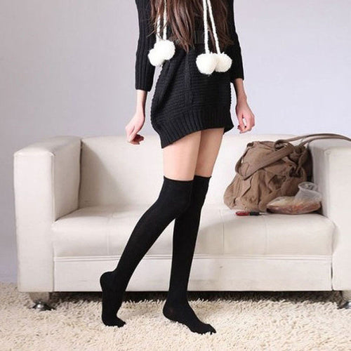 2015 Newest 4Color 1 Pair Cotton Knee Socks Sexy Stockings Thinner Thigh High Socks Cuissarde Plus Size  J