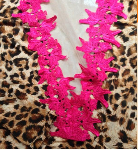 2015 Sexy Casual Leopard Print Ladies Chiffon Shirt Club party lace blouse mesh Transparent Blouses deep v neck pink collar