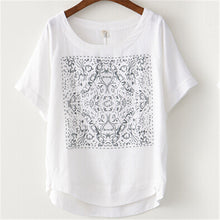 2015 Summer Fashion T Shirt New Printing Loose Plus Size S-2XL Short Sleeve Linen Cotton T-shirt Women Casual Top 31070