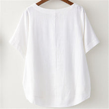 2015 Summer Fashion T Shirt New Printing Loose Plus Size S-2XL Short Sleeve Linen Cotton T-shirt Women Casual Top 31070