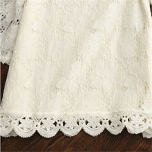 2015 Summer Female Sweet Lace Blouse Half Sleeve White Shorts Loose O-neck Chiffon Shirt Women Casual Flare Sleeve Tops 31124