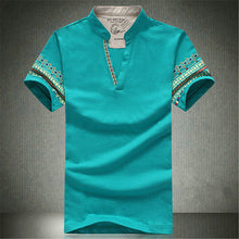 2015 Summer Retro Style V-neck Short-sleeved T-shirt Men Plus Size M-5XL Printed T Shirt Korean Slim Casual Shirt Tops 31176