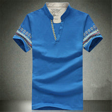 2015 Summer Retro Style V-neck Short-sleeved T-shirt Men Plus Size M-5XL Printed T Shirt Korean Slim Casual Shirt Tops 31176