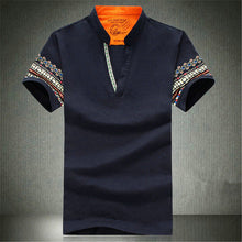 2015 Summer Retro Style V-neck Short-sleeved T-shirt Men Plus Size M-5XL Printed T Shirt Korean Slim Casual Shirt Tops 31176