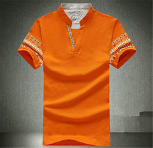 2015 Summer Retro Style V-neck Short-sleeved T-shirt Men Plus Size M-5XL Printed T Shirt Korean Slim Casual Shirt Tops 31176