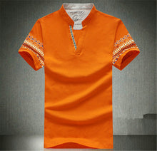 2015 Summer Retro Style V-neck Short-sleeved T-shirt Men Plus Size M-5XL Printed T Shirt Korean Slim Casual Shirt Tops 31176