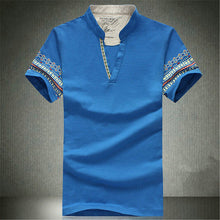 2015 Summer Retro Style V-neck Short-sleeved T-shirt Men Plus Size M-5XL Printed T Shirt Korean Slim Casual Shirt Tops 31176