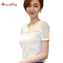 2015 Trustworthy Cheap Fashion Women Shirt Short Sleeve Lace Shirt Popular Chiffon Lady Blouse Tops