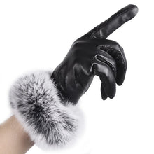 2015 Trustworthy Warm Autumn Winter Gloves Women Lady Black Leather Gloves Rabbit Fur Mittens Guantes Luva