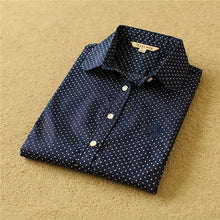 2015 Women Blouses Polka Dot Shirt Long Sleeve Fashion Cotton Camisas Femininas Blusas Female Tops For Mori Girls 70016