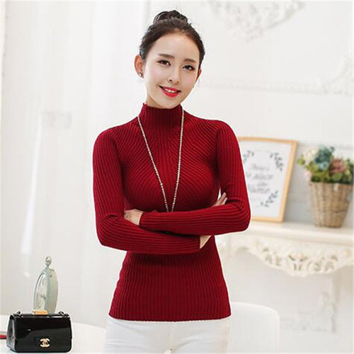 2015 Women Sweaters Plus Size 8 Colors Computer Knitted Long Sleeve Casual Regular Tuttleneck Wool Pullovers
