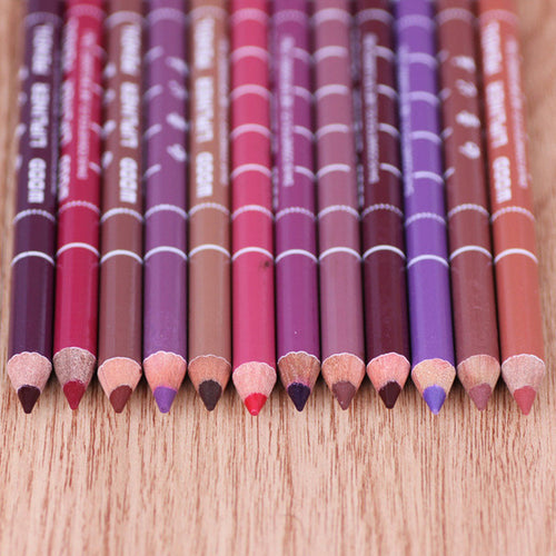 2016 12 PCS Professional Makeup Tool Lipliner Waterproof Lip Liner Pencil Pen 15CM 12 Colors