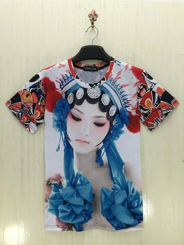 2016 3D Print Men's T-shirt Summer Short Sleeve Men T Shirt Fashion Creative Chinese Opera Character Print Male Top Tees 71177