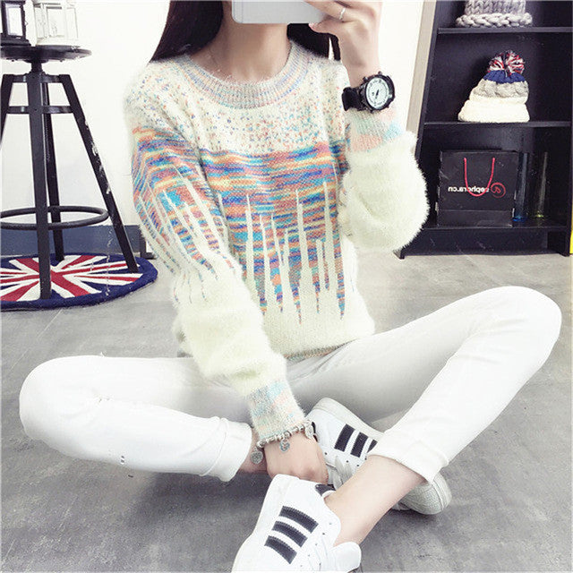 2016 4 Candy Colors New O-Neck Autumn Women Sweater Long Sleeve Pullovers Knitting Fashion Outwear 71644