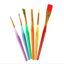 2016 6pcs/lot Nylon Handle Paint Brush Set for Kids Watercolor Gouache Drawing Painting Art Supplies Nail Brush New