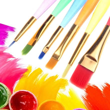 2016 6pcs/lot Nylon Handle Paint Brush Set for Kids Watercolor Gouache Drawing Painting Art Supplies Nail Brush New