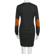 2016 Autumn Casual Dresses For Women Loose O NecK Long Sleeve Pocket Patchwork Straight Tunic Mini Dress Vestidos