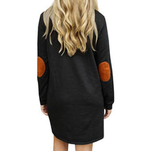 2016 Autumn Casual Dresses For Women Loose O NecK Long Sleeve Pocket Patchwork Straight Tunic Mini Dress Vestidos