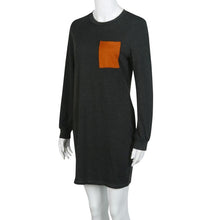 2016 Autumn Casual Dresses For Women Loose O NecK Long Sleeve Pocket Patchwork Straight Tunic Mini Dress Vestidos