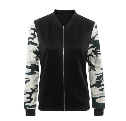 2016 Autumn Coat Women Long Sleeved Patchwork Camouflage Jacket Women Girls Fashion Zipper Short Coat Baseball Jacket Female