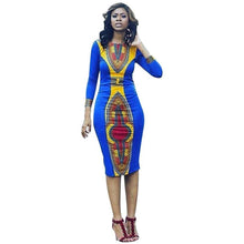 2016 Autumn Dress Women Long Sleeve Boho African Print Ladies Dresses Bohemian Bodycon Casual Kaftan Mid Dress Robe Femme